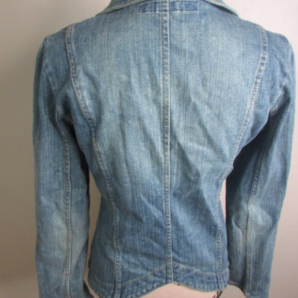 Moe Denim Jacket L Blue Light Wash Pockets - Picture 8 of 10